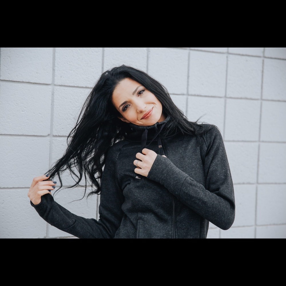 Gray zip up sweater